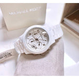 Michael Kors Runway White Ceramic Dial White Steel Strap Watch for Women - MK5161