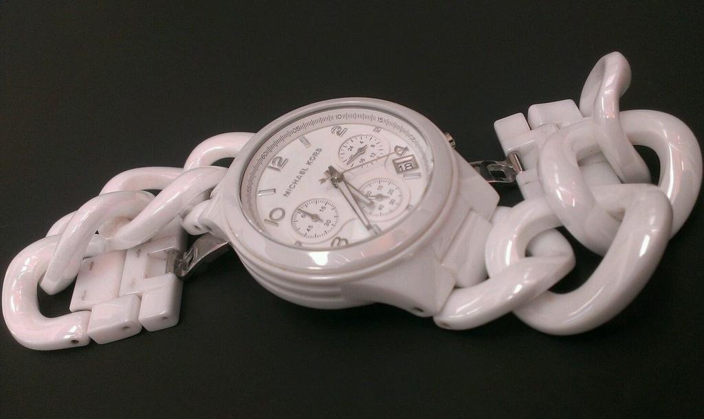 Michael Kors Ceramic White Dial White Steel Strap Watch for Women - MK5387