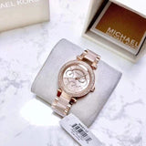 Michael Kors Parker Pink Dial Two Tone Steel Strap Watch for Women - MK6110