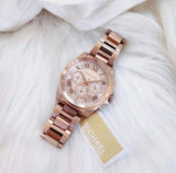 Michael Kors Brecken Chronograph Quartz Rose Gold Dial Rose Gold Steel Strap Watch For Women - MK6367