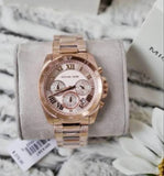 Michael Kors Brecken Chronograph Quartz Rose Gold Dial Rose Gold Steel Strap Watch For Women - MK6367