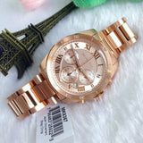 Michael Kors Brecken Chronograph Quartz Rose Gold Dial Rose Gold Steel Strap Watch For Women - MK6367