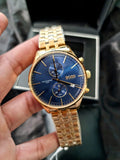 Hugo Boss Associate Chronograph Blue Dial Gold Steel Strap Watch for Men - 1513841