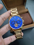 Michael Kors Bradshaw Quartz Blue Dial Rose Gold Steel Strap Watch For Women - MK5951