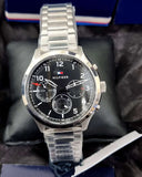 Tommy Hilfiger Asher Chronograph Black Dial Silver Steel Strap Watch For Men - 1791852