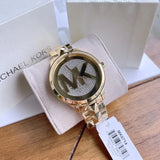 Michael Kors Runway Mercer Crystals Gold Dial Gold Steel Strap Watch For Women - MK6714