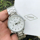 Fossil Jacqueline White Dial Silver Steel Strap Watch for Women - ES3631