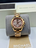 Michael Kors Bradshaw Chronograph Rose Gold Dial Rose Gold Steel Strap Watch for Women - MK5799