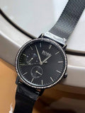 Hugo Boss Infinity Black Dial Black Mesh Bracelet Watch for Women -1502521