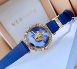 Versace Palazzo Empire Greca Quartz Blue Dial Blue Leather Strap Watch for Women - VEDV00219