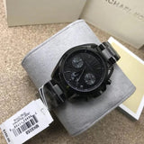 Michael Kors Bradshaw Chronograph Black Dial Black Steel Strap Watch For Women - MK6058