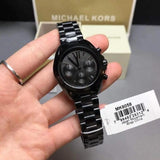 Michael Kors Bradshaw Chronograph Black Dial Black Steel Strap Watch For Women - MK6058