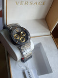 Versace Greca Icon Quartz Black Dial Black Steel Strap Watch For Men - VEZ900521