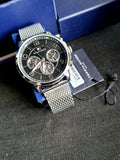 Tommy Hilfiger Quartz Chronograph Black Dial Silver Mesh Bracelet Watch for Men - 1791292