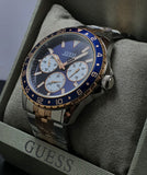 Guess Odyssey Blue Dial Two Tone Steel Strap Watch For Men - W1107G3