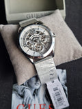 Guess Tailor Multifunction Silver Dial Silver Mesh Bracelet Watch for Men - GW0368G1