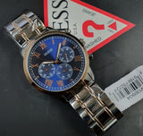 Guess Hendrix Chronograph Blue Dial Two Tone Steel Strap Watch for Men - W1309G4