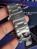 Tommy Hilfiger Luke Quartz Black Dial Silver Steel Strap Watch for Men - 1791120