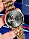 Tommy Hilfiger Brooklyn Grey Dial Gold Mesh Bracelet Watch for Men - 1791506