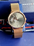 Tommy Hilfiger Brooklyn Grey Dial Gold Mesh Bracelet Watch for Men - 1791506