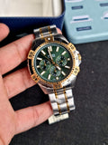 Fossil Garrett Chronograph Green Dial Two Tone Steel Strap Watch for Men - FS5622