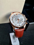 Emporio Armani Quartz Silver Dial Brown Leather Strap Watch For Men - AR11043