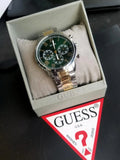 Guess Hendrix Green Dial Two Tone Steel Strap Watch For Men - GW0066G2