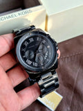 Michael Kors Brecken Chronograph Black Dial Black Steel Strap Watch For Men - MK8482