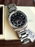 Michael Kors Brecken Chronograph Quartz Black Dial Silver Steel Strap Watch For Men - MK8438