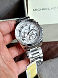 Michael Kors Brecken Chronograph Silver Dial Silver Steel Strap Watch For Women - MK8562