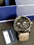 Tommy Hilfiger Evan Black Dial Black Leather Strap Watch for Men - 1710395