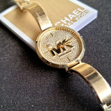 Michael Kors Parker Crystals Gold Dial Gold Steel Strap Watch For Women - MK4469