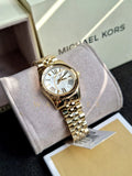 Michael Kors Lexington Quartz Silver Dial Gold Steel Strap Watch For Women - MK3229