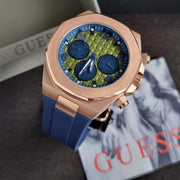 Guess Empire Analog Quartz Lime Green Dial Blue Silicon Strap Watch for Men - GW0583G3