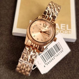 Michael Kors Lexington Three Hand Rose Gold Dial Rose Gold Steel Strap Watch For Women - MK4739