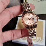 Michael Kors Lexington Three Hand Rose Gold Dial Rose Gold Steel Strap Watch For Women - MK4739