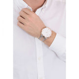 Emporio Armani Giovanni Chronograph Quartz White Dial Two Tone Steel Strap Watch For Men - AR11209