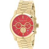 Michael Kors Runway Quartz Orange Dial Gold Steel Strap Watch For Women - MK5930