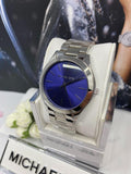 Michael Kors Slim Runway Quartz Blue Dial Silver Steel Strap Watch For Women - MK3379