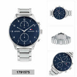 Tommy Hilfiger Chase Multifunction Blue Dial Silver Steel Strap Watch for Men - 1791575