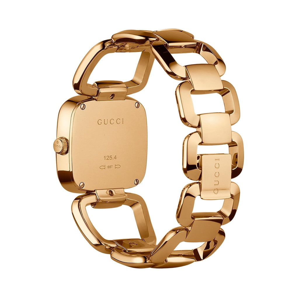 Gucci G Gucci Brown Dial Rose Gold Steel Strap Watch For Women