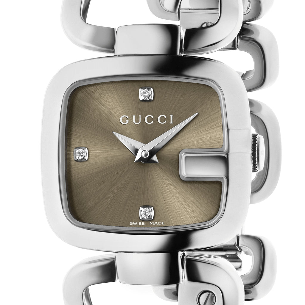 Gucci G Gucci Brown Dial Silver Steel Strap Watch For Women display picture 1