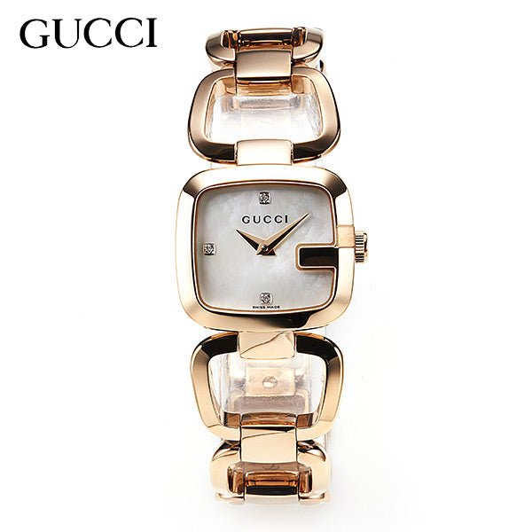 Gucci G Gucci Diamonds Mother of Pearl Dial Yellow Gold Steel Strap Wa