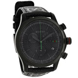 Gucci G Timeless Quartz Chronograph Black Dial Black Leather Strap Watch For Men - YA126244