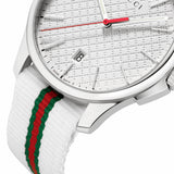 Gucci G Timeless Quartz White DIal White NATO Strap Watch For Men - YA126322