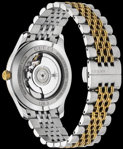 นาฬิกา Gucci G Timeless Automatic White Dial Two Tone Steel Strap