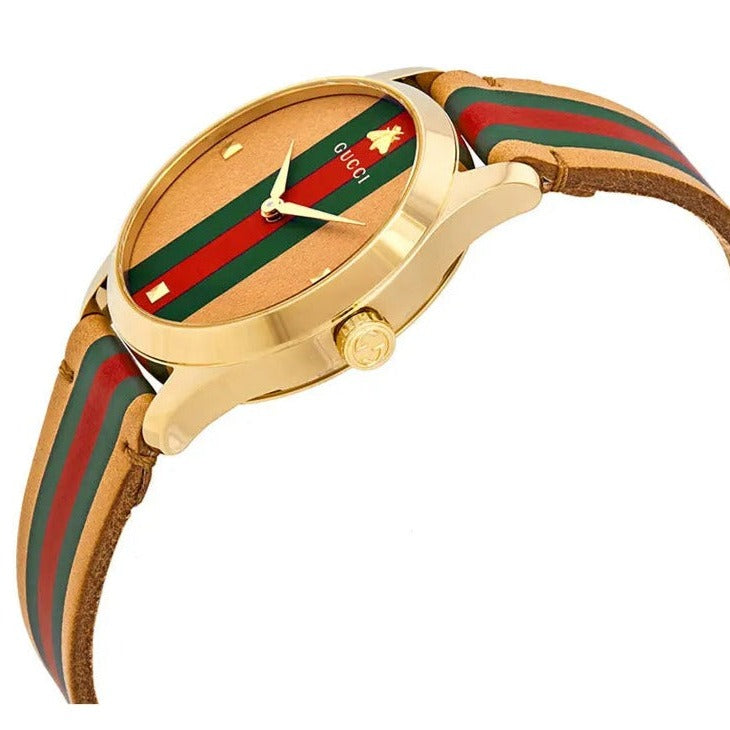 Gucci G Timeless Quartz Brown Dial Brown Leather Strap Unisex Watch