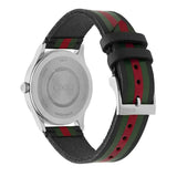 Gucci G Timeless Quartz Black Dial Multicolored Black Leather Strap Watch For Men - YA1264079