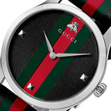 Gucci G Timeless Quartz Black Dial Multicolored Black Leather Strap Watch For Men - YA1264079