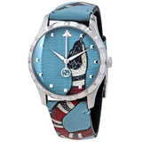 Gucci G Timeless Quartz Blue Dial Blue Leather Strap Watch For Men - YA1264080